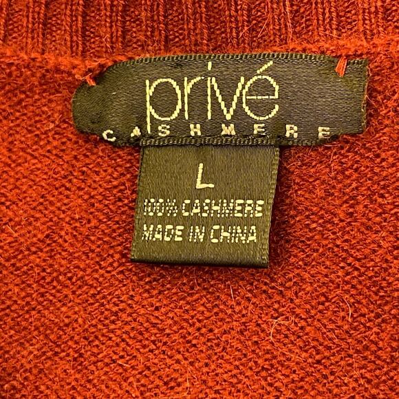 Prive Sweater Large Maroon Wine Red 100% Cashmere - Picture 7 of 8